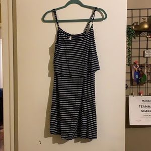 Navy and white striped sundress